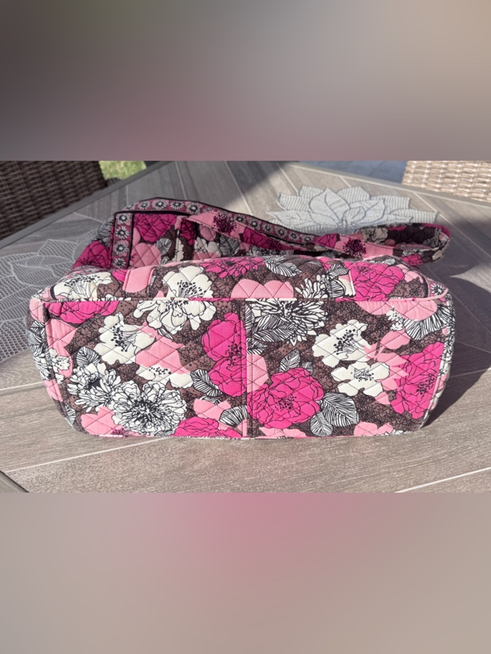 Vera Bradley Pink & Brown Floral Quilted Tote - Picture 4 of 5